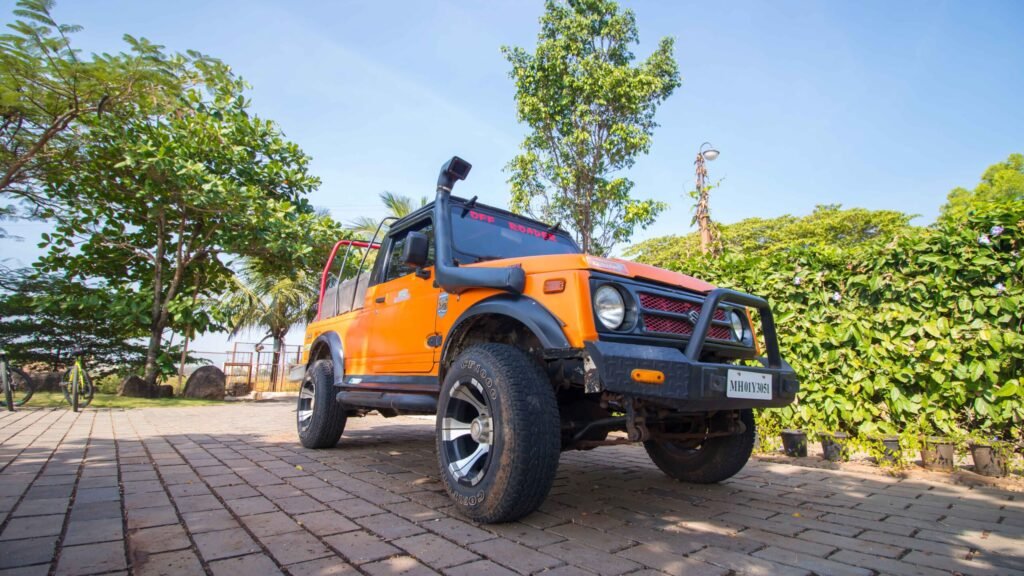 Orange 4x4 Jeep Ride Adventure at Krishna Farms